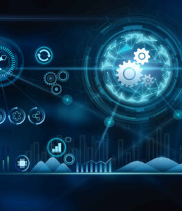 Automation concept, Manager engineer touching the Automation icon on a machine on modern virtual interface data in real time in an intelligent factory, Manufacturing industrial digital.